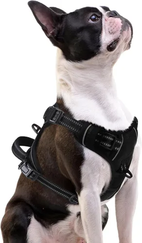 Vista 14 de PUPTECK Arnés táctico sin tirones para perro, tamaño mediano, arnés reflectante ajustable con asa para perro, de fácil control, cómodo y suave