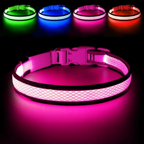 Vista 8 de Flashseen Collar LED para perro, collar de perro con luz recargable por USB, luces más brillantes para caminar por la noche, collar de perro con luz