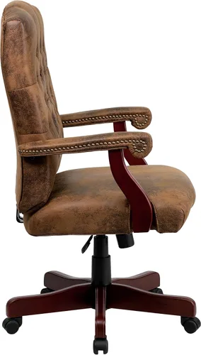 Vista 6 de BizChair Bomber Brown Classic Silla de oficina giratoria ejecutiva con brazos