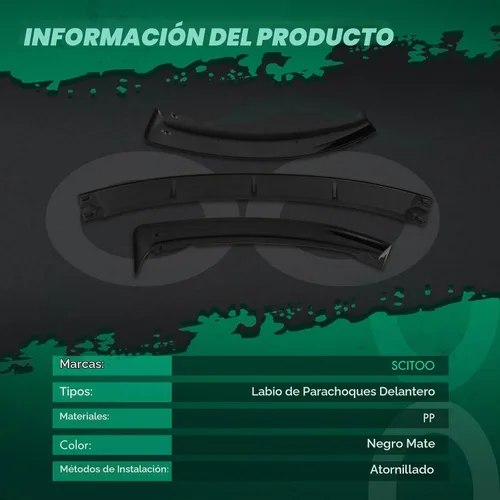 Vista 4 de SCITOO Alerón de borde de parachoques delantero mate negro para Ford Focus ST años 2013-2014 - Spoiler frontal de polipropileno