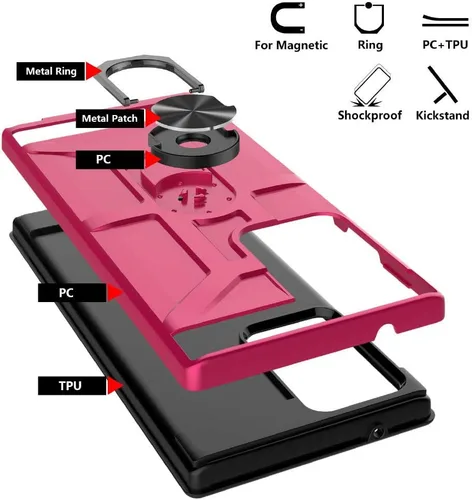 Vista 4 de Jeylly Funda para Samsung Galaxy Note 20 Ultra, [protección contra caídas de grado militar] Funda protectora de cuerpo completo con soporte