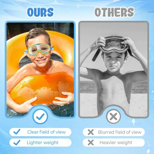 Vista 4 de Gafas de natación de marco grande impermeables y antivaho para niños, gafas de natación de visión amplia de verano 2025 para niños y niñas