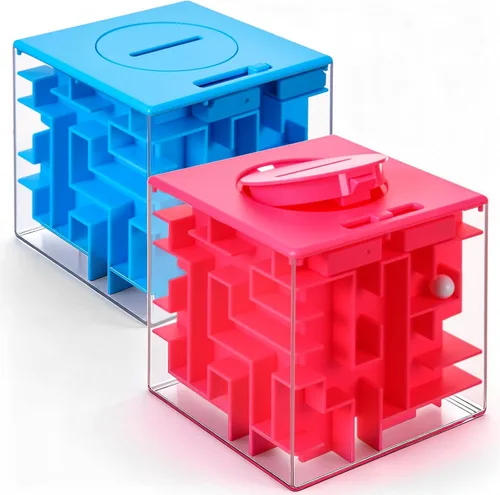 Vista 9 de Patelai Caja de regalo con rompecabezas de laberinto para dinero de 2 piezas, 7.7 cm Caja de regalo con rompecabezas de laberinto para dinero