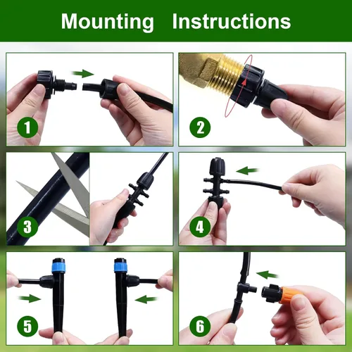 Vista 4 de Kit de sistema de riego por goteo de 260 pies, sistema automático de riego de jardín con tubo de 2/5 pulgadas y 1/4 pulgadas para invernadero