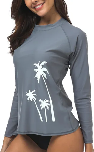 Vista 2 de Wetopkim Camiseta de natación de manga larga para mujer, camiseta de surf