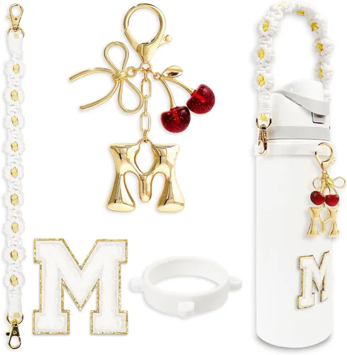 Vista 127 de Letter Handle Strap Accessories with Cute Initial Charm Compatible with Owala Water Bottle 24oz 32oz 40oz Owala Kids