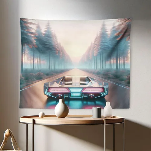 Vista 46 de Ambesonne Tapiz Trippy, vista panorámica de la cascada con bosques de ensueño y mandala oriental psicodélico, decoración de tela para colgar