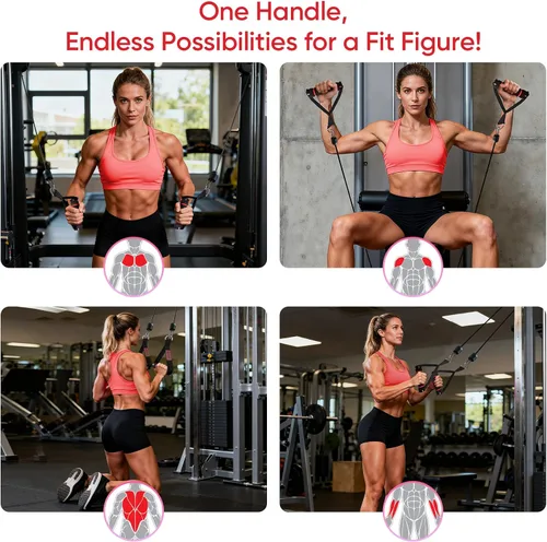 Vista 4 de FitBeast Ankle Straps for Cable Machines Women, Gym Ankle Straps & Handles Ankle Strap and Gym Handles, Glute Kickback Ankle Strap for Resistance