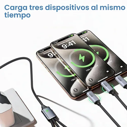 Vista 3 de Divisor USB C 1 en 3 salidas, USBC macho a adaptador múltiple tipo C hembra