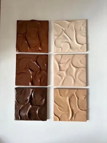 Vista 3 de Chocolate Chunks 3D Plaster Relief Wall Sculpture Tiles Acrylic, MDF Wood, Mixed Media,Abstract, Modern Design, Mix and Match (milky)