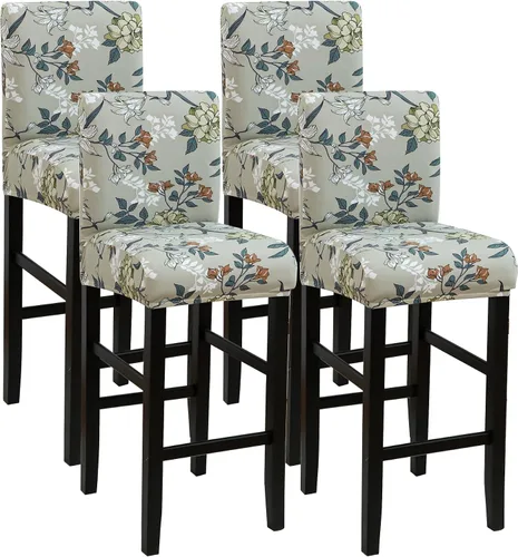 Vista 23 de FORCHEER - Juego de 4 fundas para sillas de bar con respaldos, fundas de jacquard beige para sillas de comedor, funda extraíble y lavable