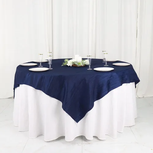 Vista 11 de Tableclothsfactory Mantel cuadrado de tafetán arrugado de acordeón beige de 72 x 72 pulgadas