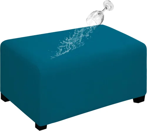 Vista 10 de Easy-Going Funda para Otomán Elástica 100% Doble Impermeable Rectangular Plegable Taburete de Almacenamiento Protector de Muebles Funda Suave