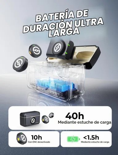 Vista 7 de Hollyland Lark M2 - Micrófono de solapa inalámbrico para cámara, PC, portátil, teléfono, mini micrófono de solapa inalámbrico, 48 KHz 24 bits, rango