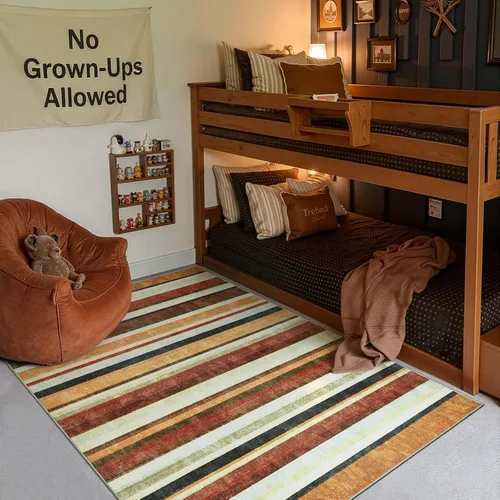 Vista 23 de jinchan Alfombra a rayas de 2 x 3 para entrada, alfombra de cocina, tapete pequeño, antideslizante, ligero, de bajo perfil, decoración para entrada