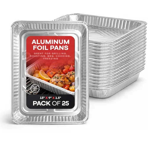 Vista 8 de IDL Packaging Sartenes de papel de aluminio oblongos de 4 libras – 13 x 9 x 1.5 pulgadas (paquete de 5) – Platos desechables de aluminio