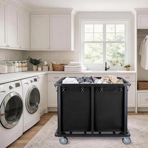 Vista 5 de Commercial Laundry Cart with Wheels,400L Industrial Laundry Cart