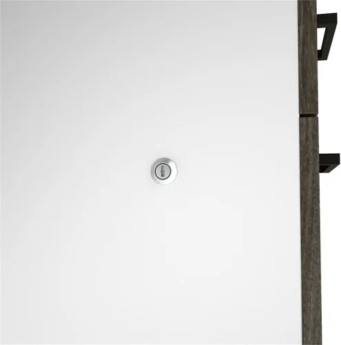 Vista 7 de Pemberly Row Escritorio moderno de madera en forma de L para computadora en nogal gris/blanco
