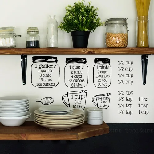 Vista 2 de TOOLSSIDE Tabla de conversión de medidas de cocina para productos a granel - Vinilo pegatinas de cocina - Tabla de conversión métrica. ¡Son
