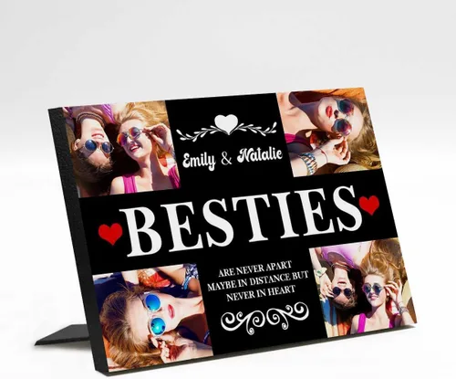 Vista 12 de M YESCUSTOM Marco de fotos personalizado con texto de amigos, marco de fotos de amistad para mejores amigos, panel de fotos Fover con pantalla