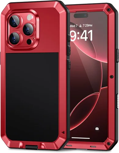 Vista 14 de Lanhiem Funda para iPhone 7 Plus/8 Plus, resistente a los golpes, [Tough Armour], funda de metal con protector de pantalla integrado, funda Negro
