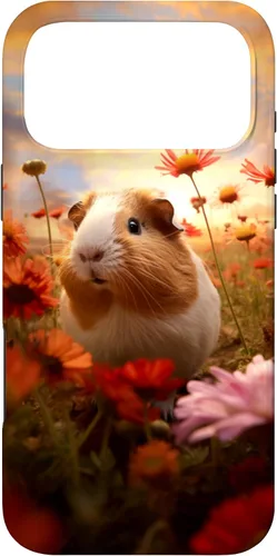 Vista 22 de Carcasa para iPhone 16 con diseño de conejillos de indias y flores para amantes de mascotas exóticas