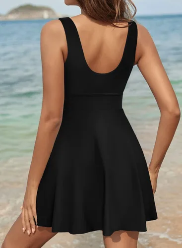 Vista 4 de SHEKINI Traje de baño de una pieza con cordón frontal para mujer, con control de abdomen