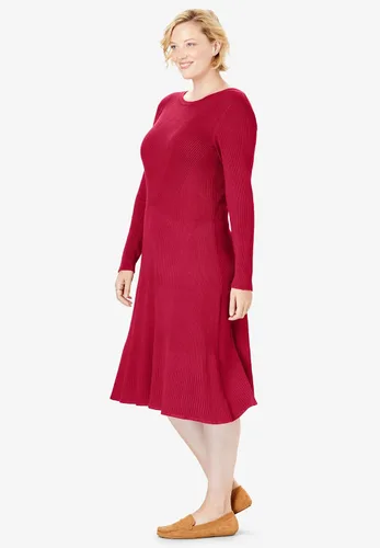 Vista 4 de Woman Within Vestido suéter de punto acanalado para mujer en talla grande, Multi