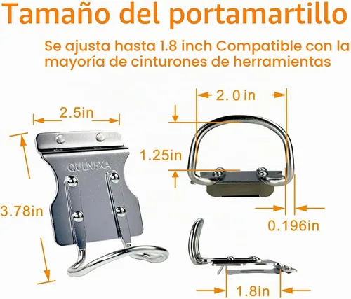Vista 4 de Soporte de clip para cinturón, herramienta magnética de clip de cinturón de acero inoxidable (clip de martillo pequeño)
