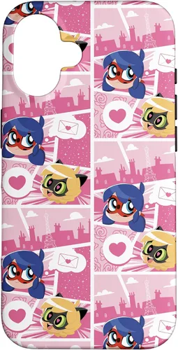 Vista 32 de Miraculous Ladybug Chibi Collection Mensaje para Cat Noir Funda para iPhone 17