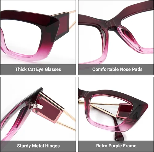 Vista 3 de Zeelool Chic Ojo de gato de gran tamaño azul luz bloqueando gafas de ordenador Gaming Eyewear para mujeres hombres Antonia OP239668, morado, L