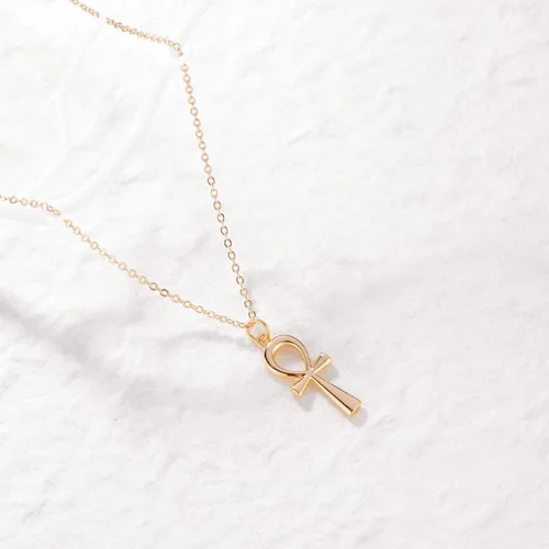 Vista 185 de Fettero - Collar con dije de cruz de fe, chapado en oro de 14 K, cadena fina, minimalista, simple, pequeña, para oración, regalo de joyería religiosa