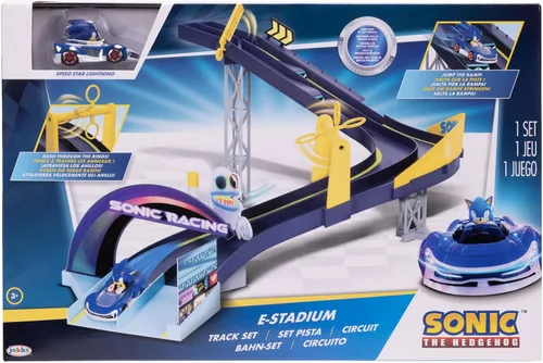 Vista 5 de Sonic The Hedgehog E-Stadium Track Set con vehículo fundido a presión 1:64