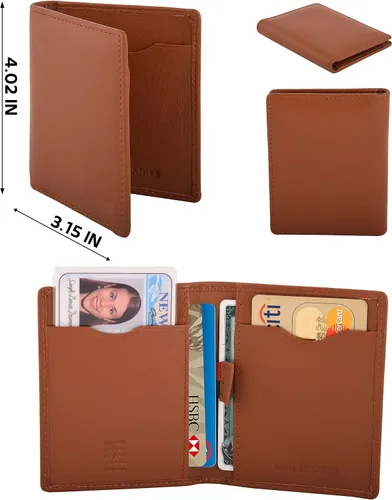 Vista 2 de Cartera de piel delgada con bloqueo RFID para hombre