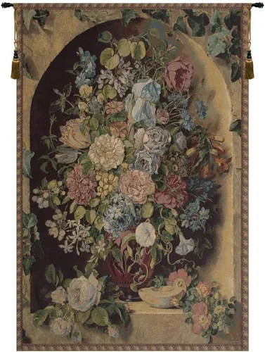 Vista 18 de Bouquet con uvas tapiz italiano rojo – 39 pulgadas x 26 pulgadas algodón/viscosa/poliéster por Charlotte Home Furnishings Inc
