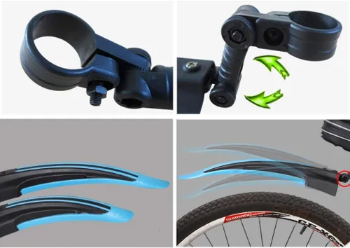 Vista 2 de Free-fly juego de guardabarros ajustables para bicicleta de montaña, bicicleta de ruta, llanta de ciclismo, guardabarros delanteros/traseros