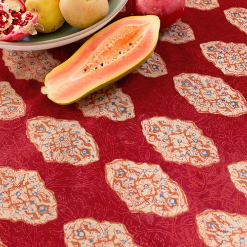 Vista 47 de Saffron Marigold Mantel redondo impreso a mano – Pink Dahlia Daydreams lujoso 100% algodón, lavable, para decoración del hogar, cocina, café o mesa