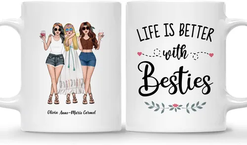 Vista 25 de Gossby Taza personalizada (2 mujeres) Besties Forever Best Friend Regalos de amistad para mujeres, niñas, hermana, taza de café