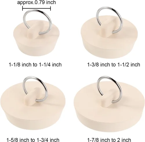 Vista 2 de Hestya Juego de 4 tapones de drenaje de goma para bañera, fregadero y tapón de drenaje con anillo para colgar para bañera, cocina y baño