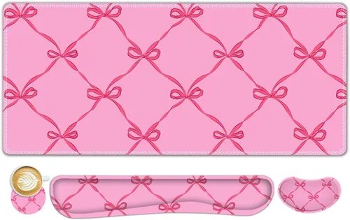 Vista 33 de ToLuLu Alfombrilla de mouse extendida para juegos, juego de soporte ergonómico de espuma viscoelástica para teclado y mouse reposamuñecas