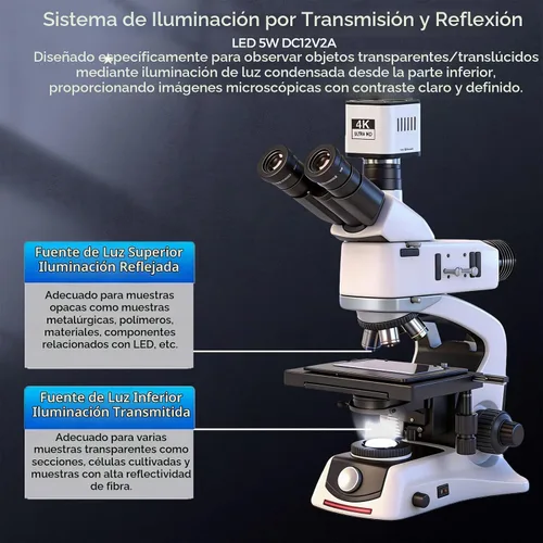 Vista 5 de Infinity-Corrected Polarizing Metallurgical EPI Reflected Illumination Vabiooth Trinocular Microscope 50X-500X Mag, cámara 4K con software