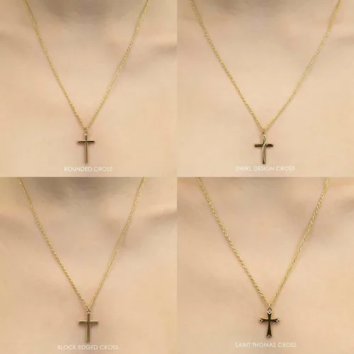 Vista 5 de Dijes religiosos de oro amarillo de 14 quilates para hombres y mujeres disponible en varios diseños