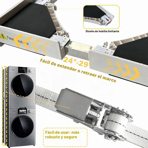 Vista 4 de Kit de apilamiento universal para lavadora y secadora, kit de apilamiento universal reforzado para lavadora y secadora de carga frontal de 24 a 29