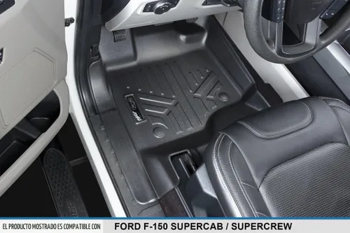 Vista 2 de SMARTLINER Juego de alfombrillas de piso de ajuste personalizado de 2 filas compatibles con Ford F-150 2015-2025