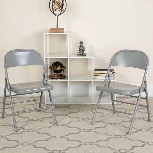 Vista 18 de Flash Furniture Serie Hércules Silla plegable de metal de triple soporte y doble bisagra - beige