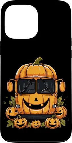 Vista 23 de iPhone 16 School Bus Pumpkin Halloween Driver Pumpkins Ride Spooky Fun Case
