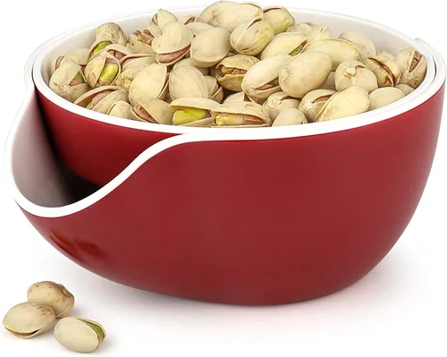 Vista 8 de Stargoods – Cuenco de Pistacho, Plato para Aperitivos, Tazón Doble para Maní con Almacenamiento para Cáscaras de Nueces y Caramelos, Verde
