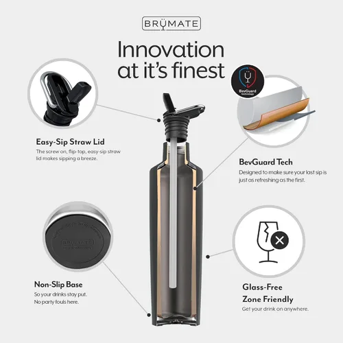 Vista 4 de BrüMate ReHydration - Botella de agua aislada 100% a prueba de fugas de 25 onzas con pajilla, cantimplora de agua de acero inoxidable (negro mate)