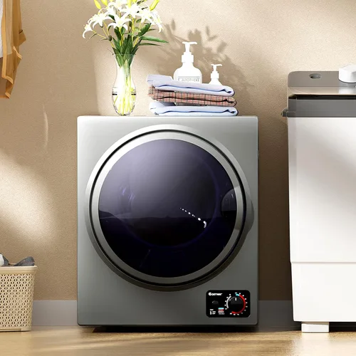 Vista 8 de COSTWAY Secadora de Ropa Compacta, Secadora de Ropa Portátil Eléctrica de 110V con Tambor de Acero Inoxidable, Panel de Control en la Parte Inferior
