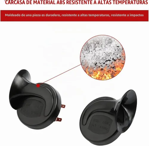 Vista 2 de 2 piezas de bocinas de tren súper fuertes de 300DB, juego de repuesto de bocinas de aire impermeables de 12V, bocina doble de aire eléctrico de Negro